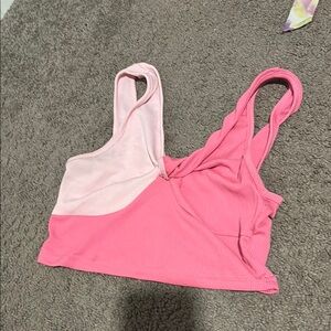 Pink and Light Pink Colorblock Crop Top